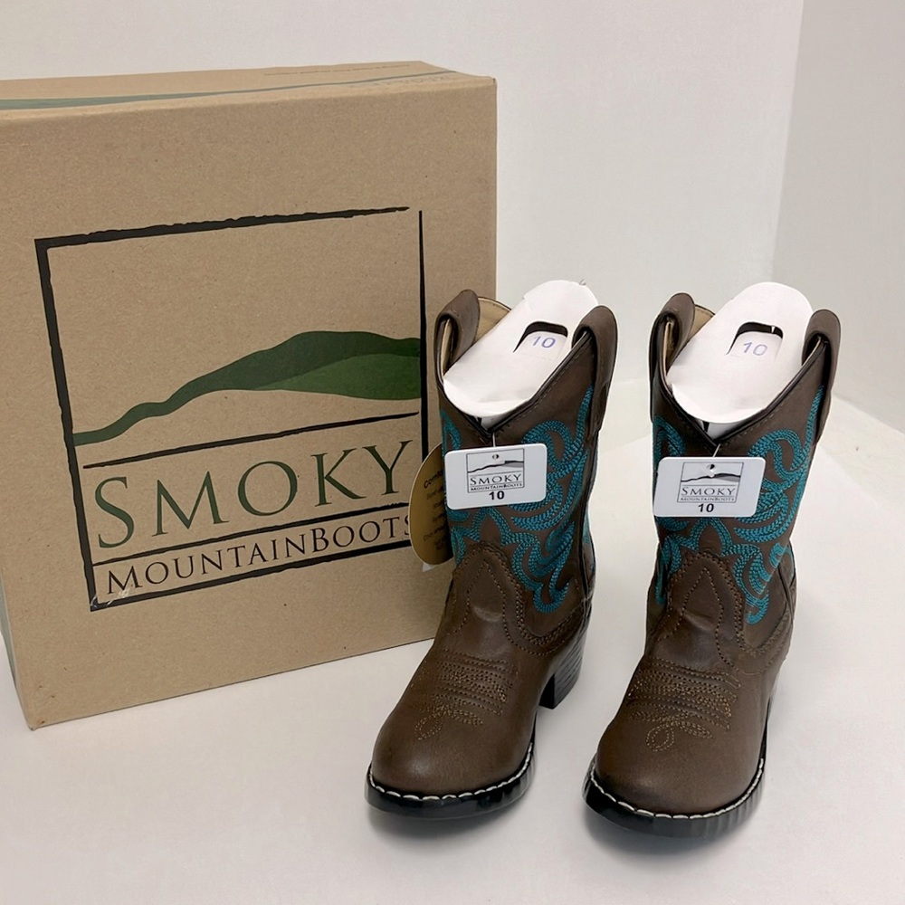 Smokey Mountain Boots Kids Size 10 Brown Blue Stitching NWT